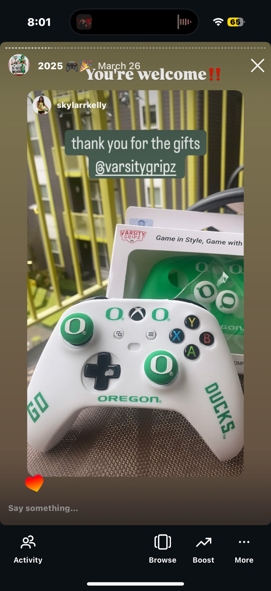 Oregon fan setup shared by @skylarrkelly